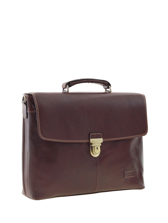 Мужской портфель из плотной коричневой кожи 