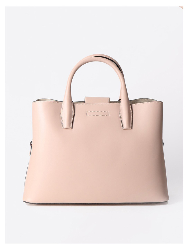 Женская сумка-тоут из плотной кожи нюдового цвета