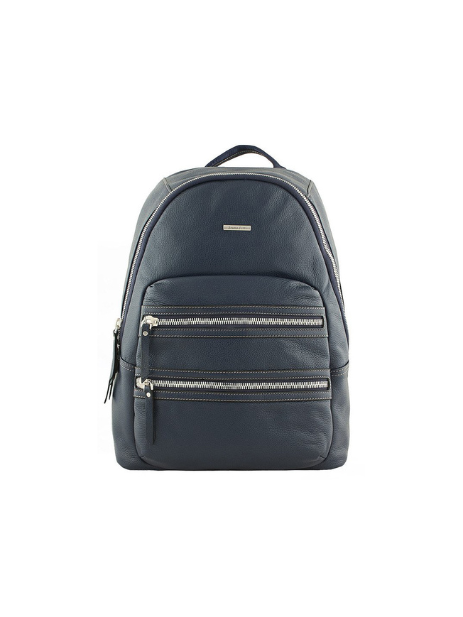 Мужской городской рюкзак из натуральной кожи синего цвета