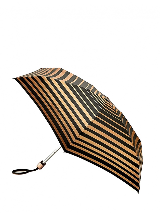 Маленький женский зонт-механика золотые полоски 