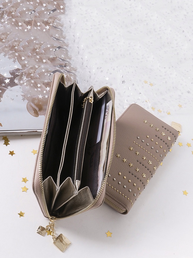 Классический женский кошелек на молнии из натуральной кожи со 