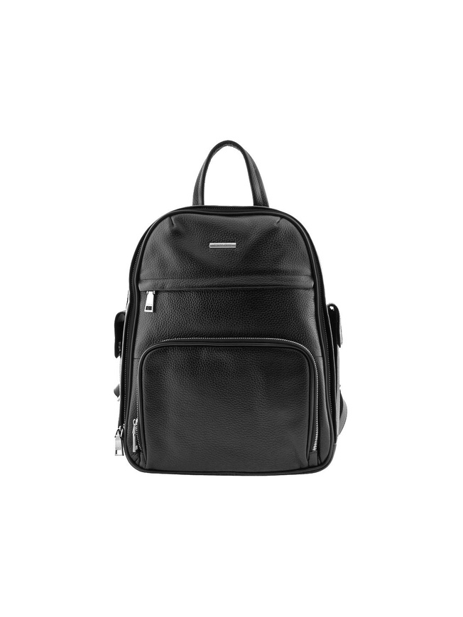 Мужской городской рюкзак из натуральной кожи черного цвета