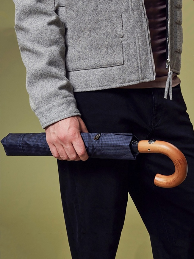 Классический мужской зонт-полуавтомат в клетку 