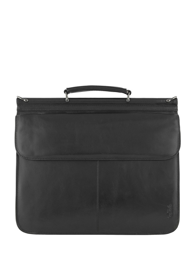 Двусторонний мужской портфель из черной кожи 