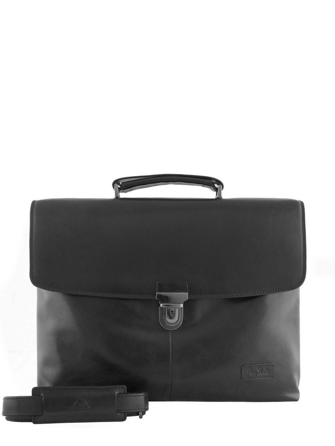 Мужской портфель из плотной черной кожи 