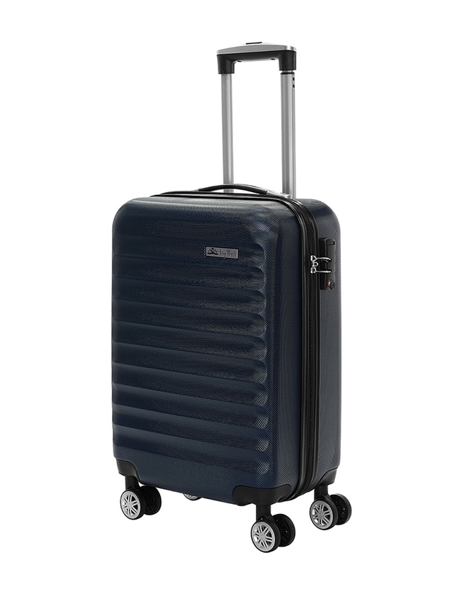 Маленький чемодан на колесах из ABS пластика темно-синего цвета
