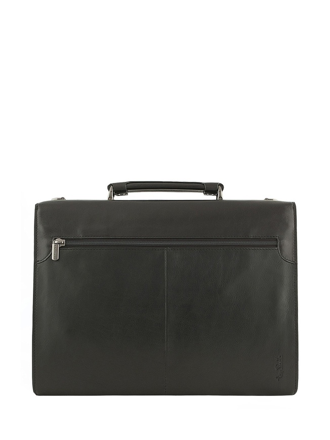 Мужской портфель из плотной черной кожи 