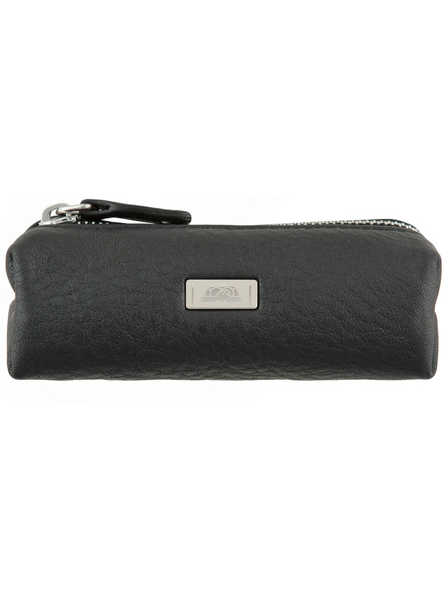 Черная кожаная ключница с одним кольцом и карабином