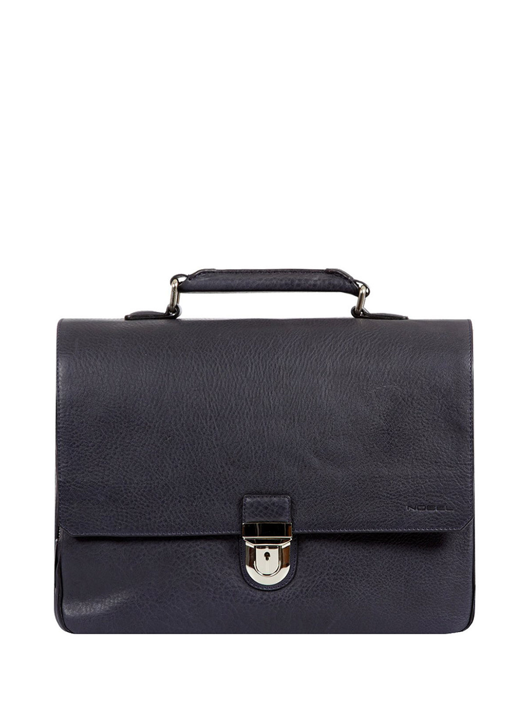 Фото Вместительный мужской портфель из мягкой кожи синего цвета Портфели