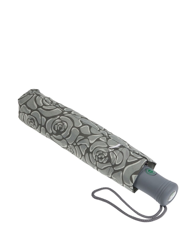 Женский зонт-автомат с рисунком серых роз 