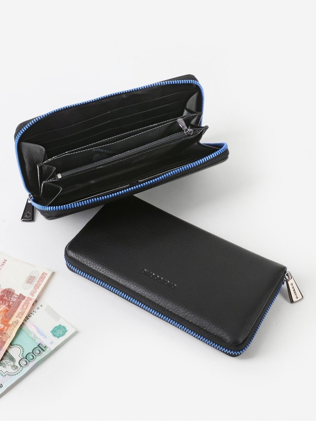 Стильный женский кошелек из гладкой кожи с контрастной молнией