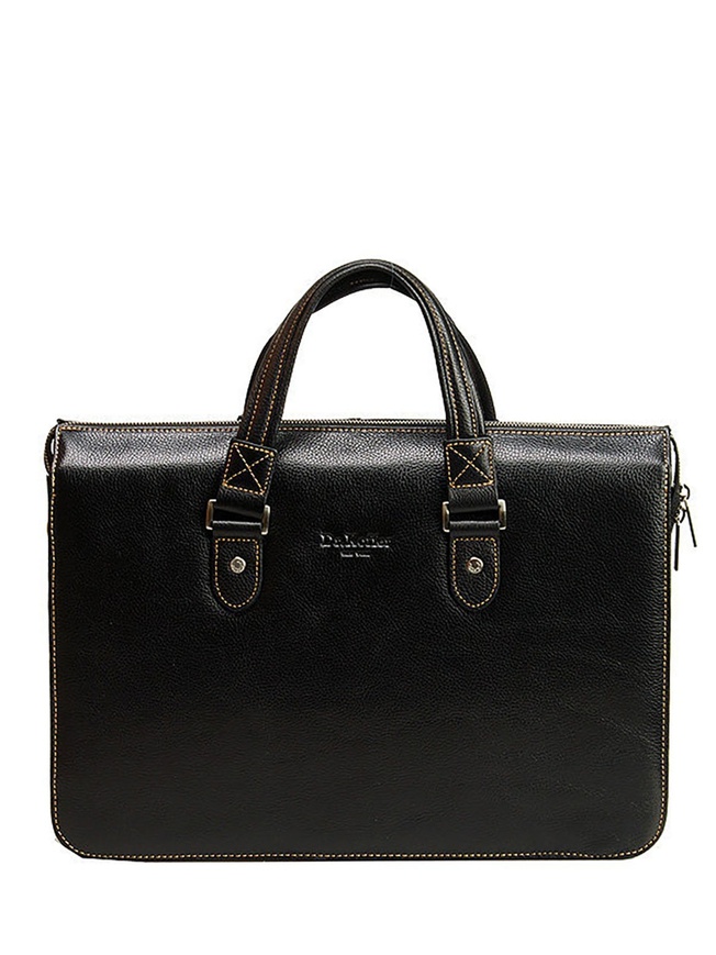 Компактная мужская деловая сумка из натуральной кожи черного цвета