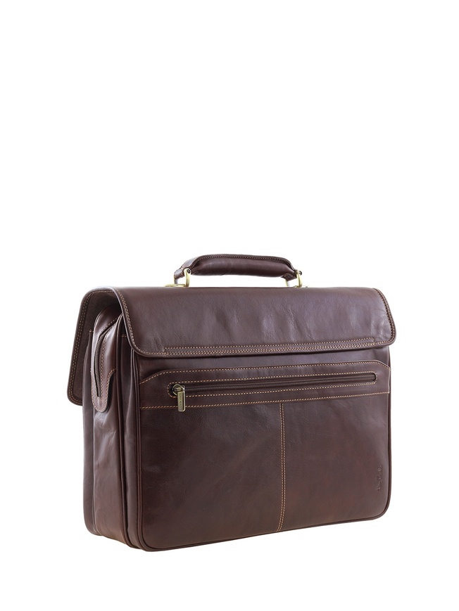 Мужской портфель из премиальной коричневой кожи 