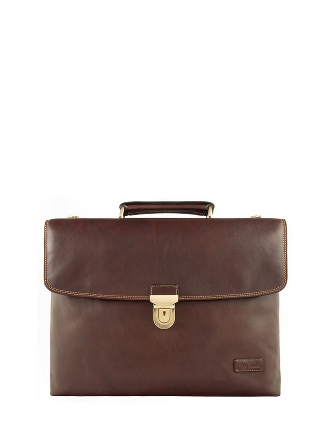 Мужской портфель из премиальной коричневой кожи 