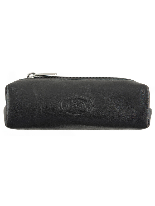 Черная кожаная ключница с одним кольцом и карабином