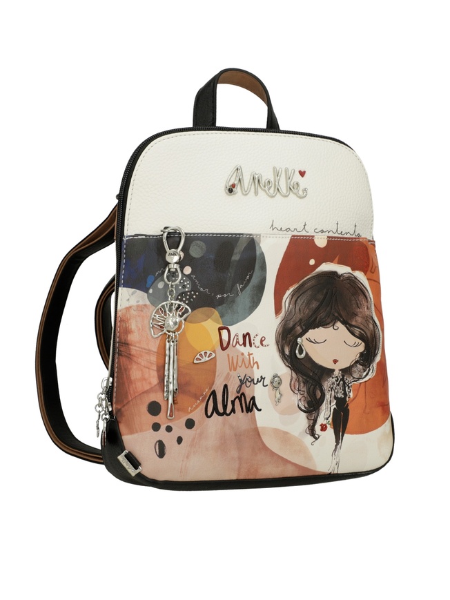 Женский рюкзак среднего размера из эко-кожи с печатным принтом