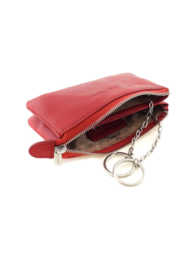 Кожаная ключница с двумя отделениями и кольцами на цепочке