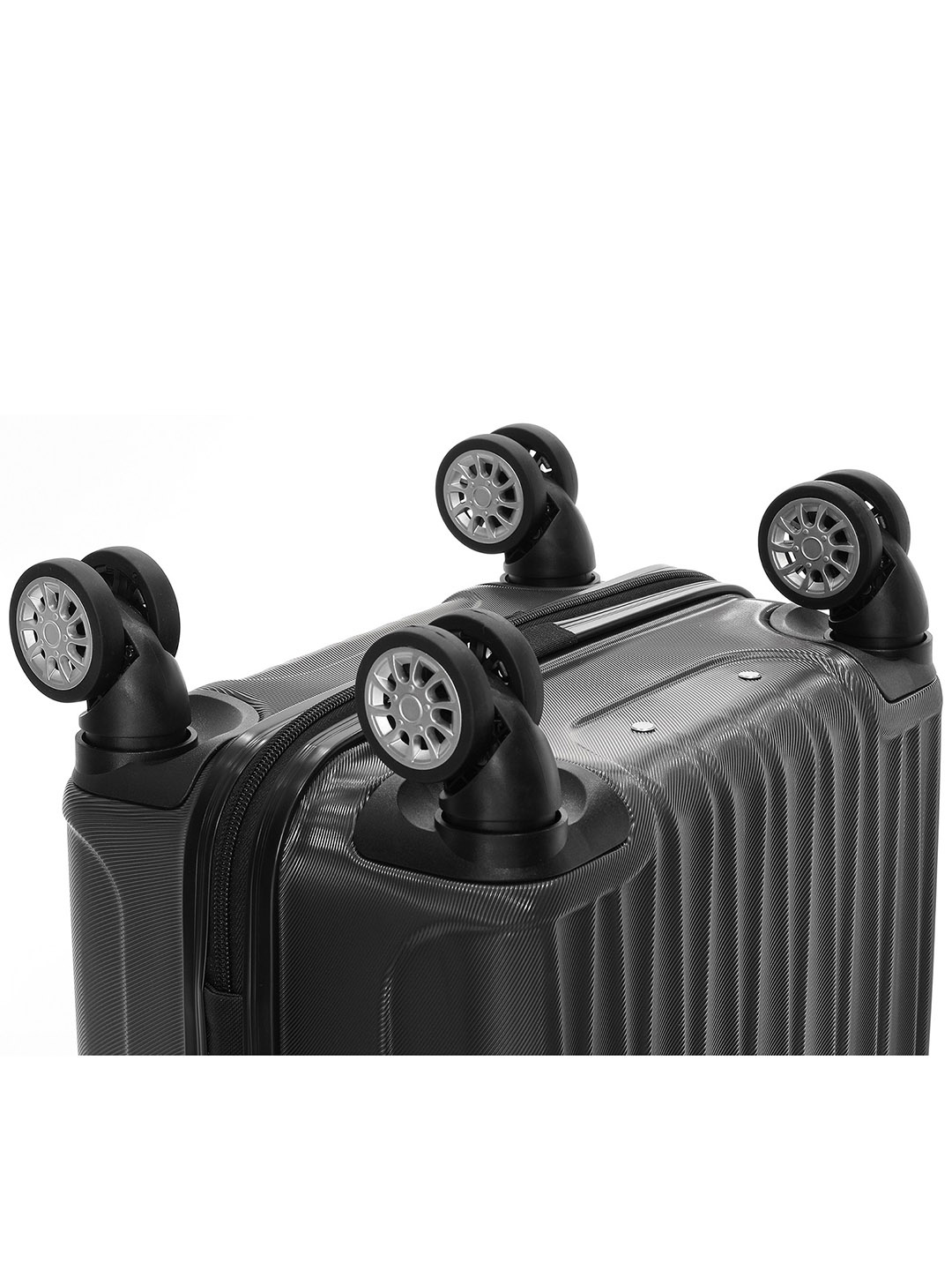 Фото Большой чемодан на колесах из рифленого ABS пластика серного цвета Чемоданы