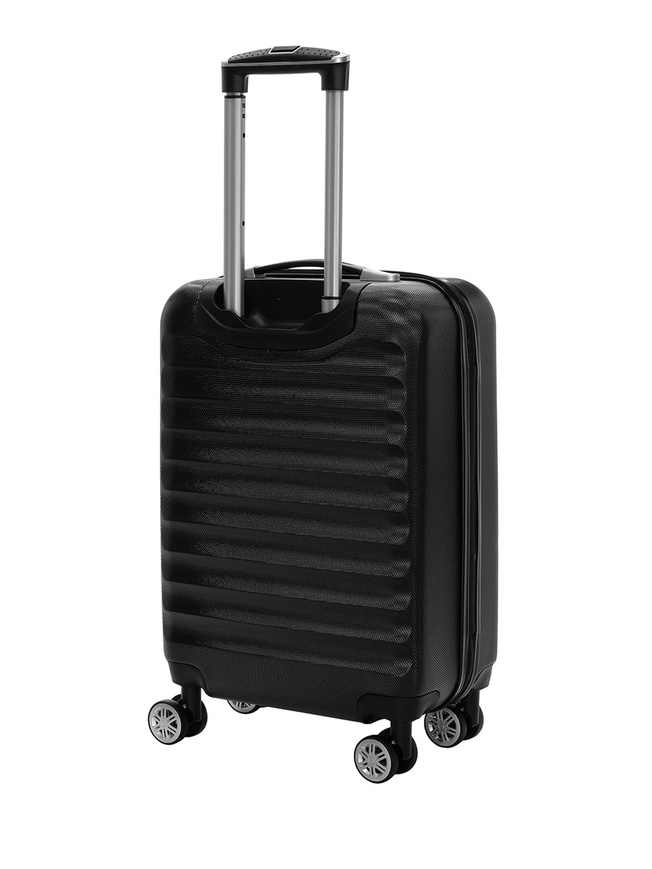 Маленький чемодан на колесах из рифленого ABS пластика черного цвета