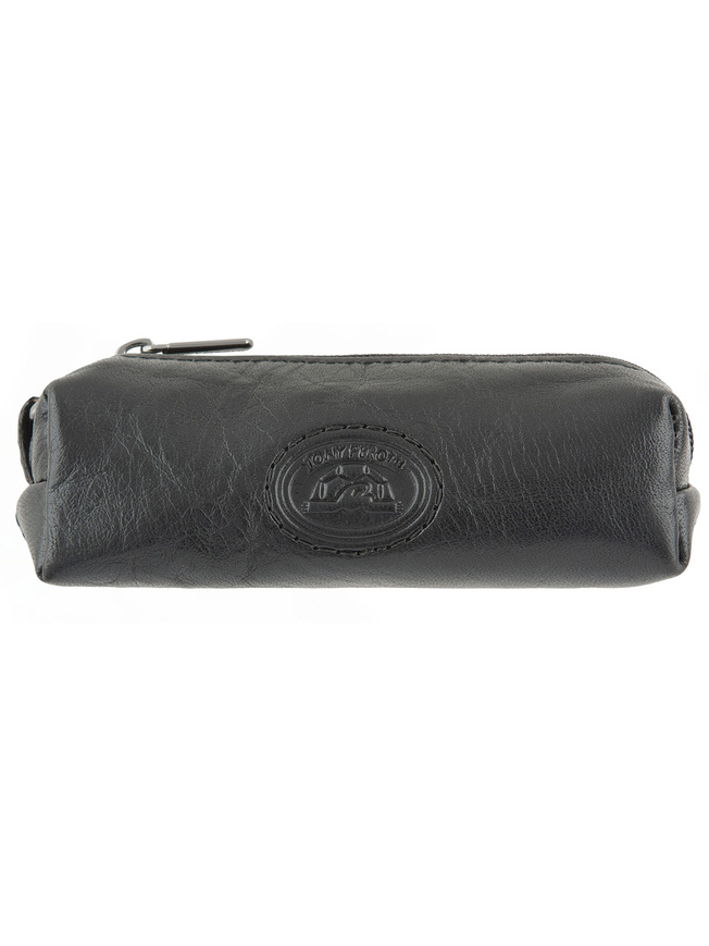 Черная кожаная ключница с одним кольцом и карабином