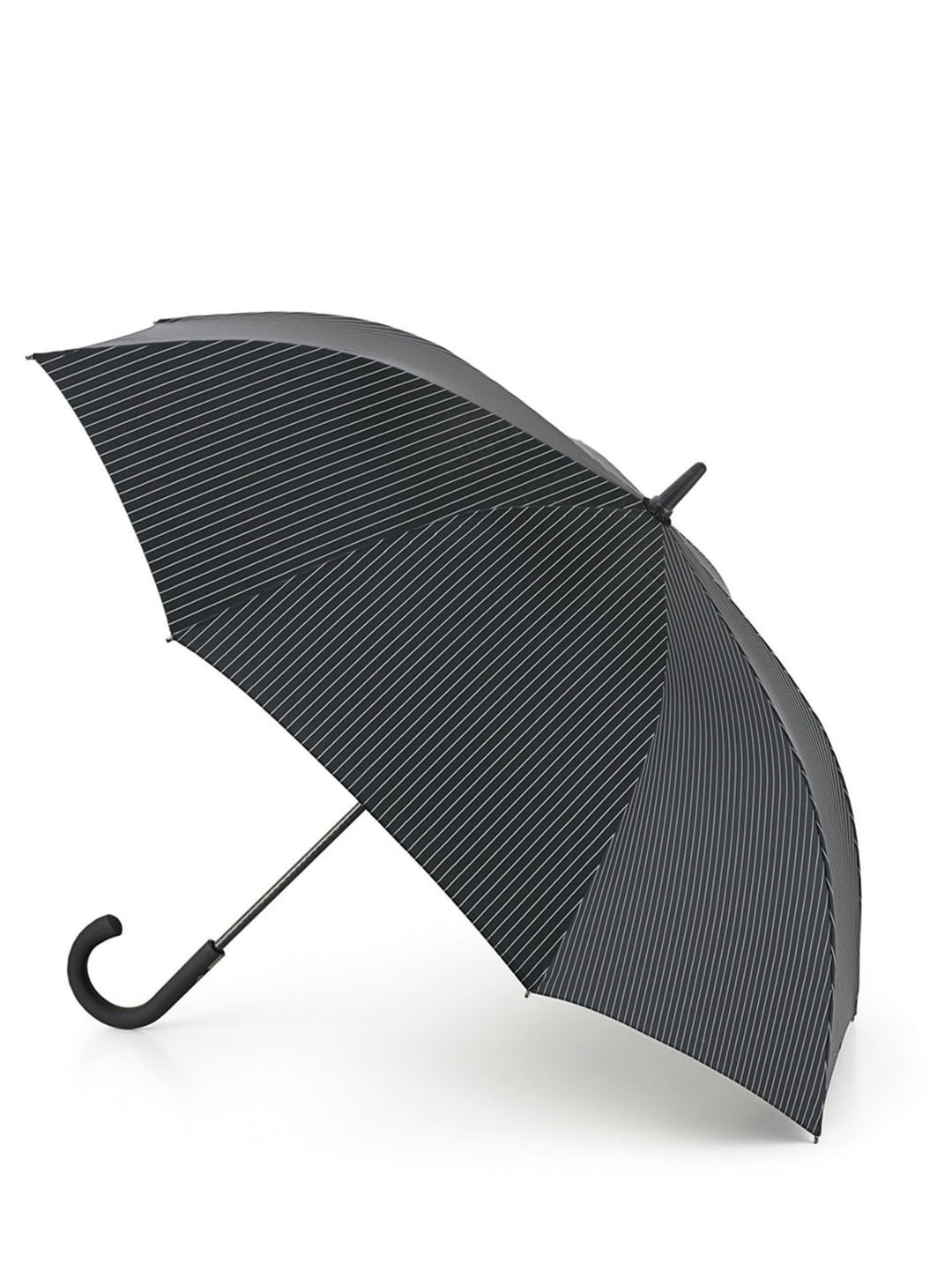 Фото Мужской зонт-трость черный в светлую полоску из коллекции 