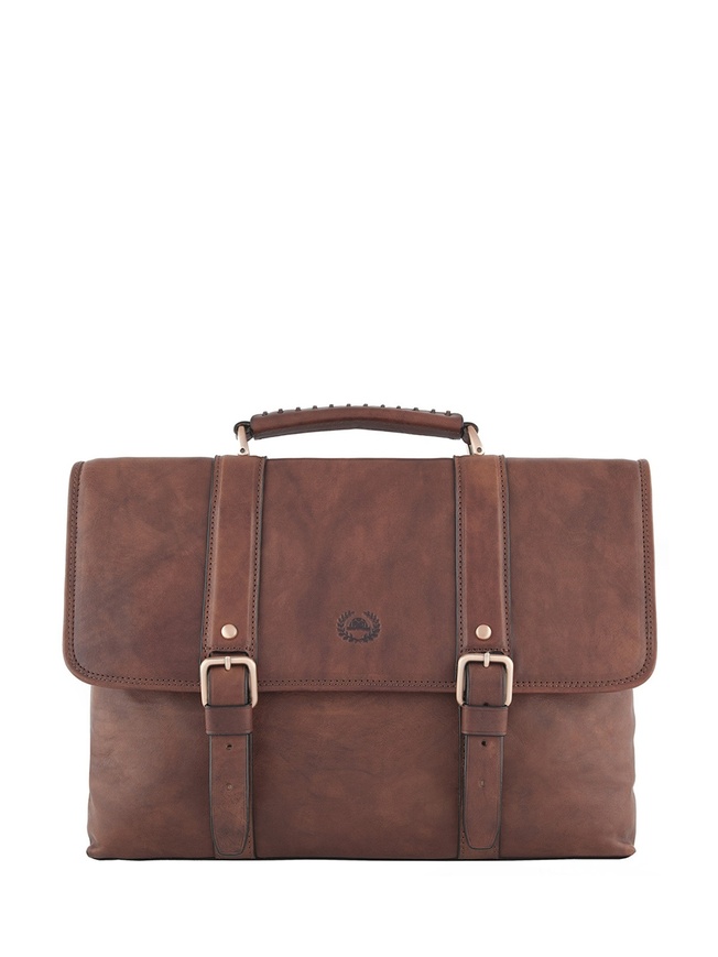 Мужской портфель из винтажной коричневой кожи 