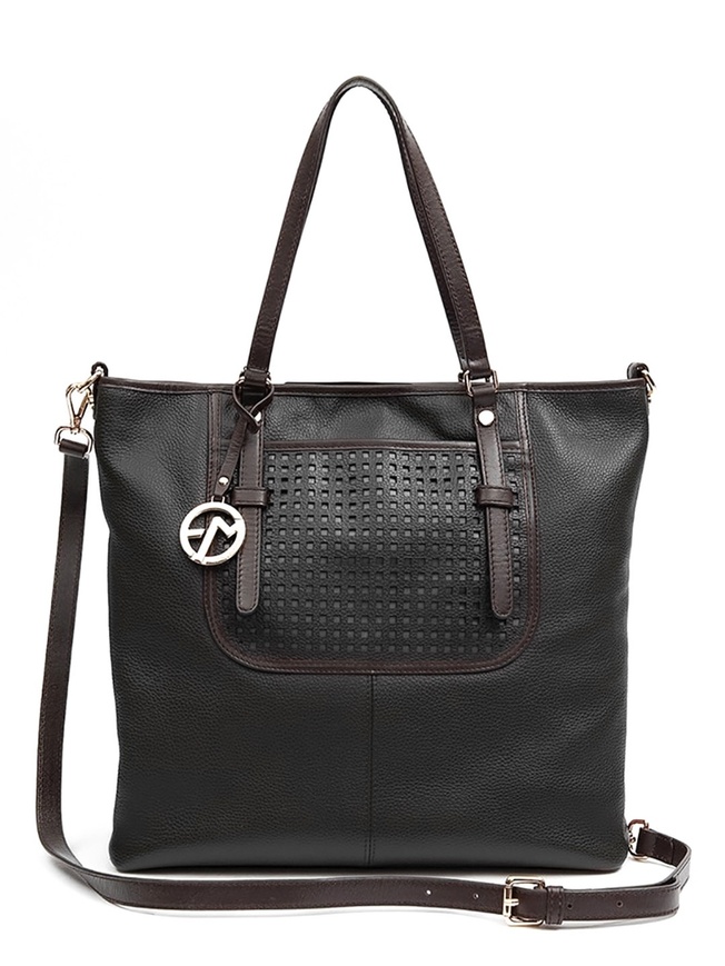 Вертикальная сумка-тоут из плотной кожи черного цвета