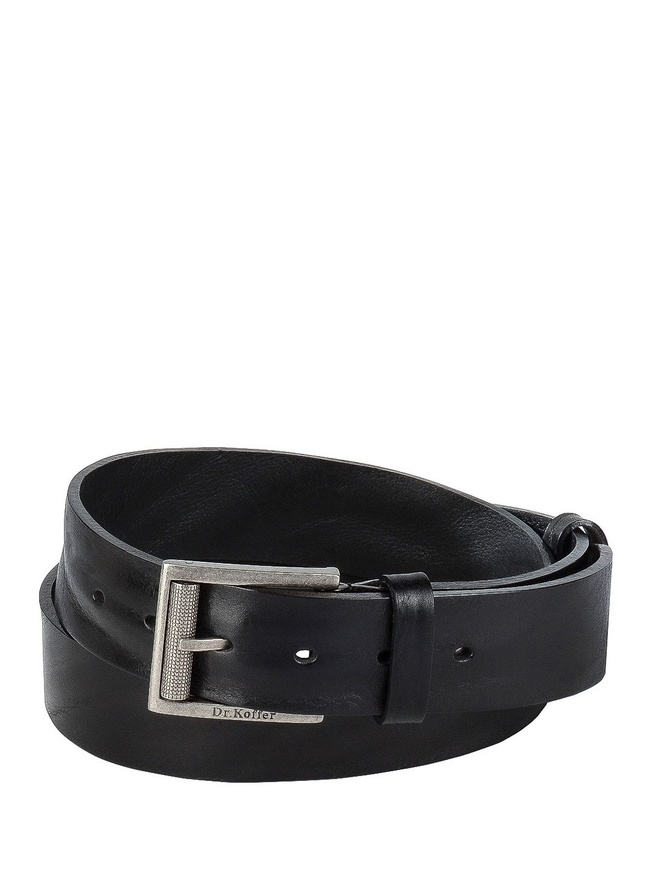 Классический мужской ремень из плотной кожи с валиком на матовой пряжке