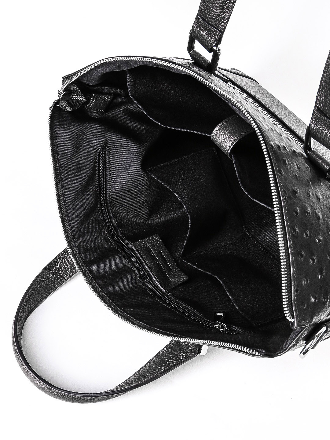 Фото Мужская деловая сумка из мелкозернистой кожи с тиснением под страуса Деловые сумки (А4)
