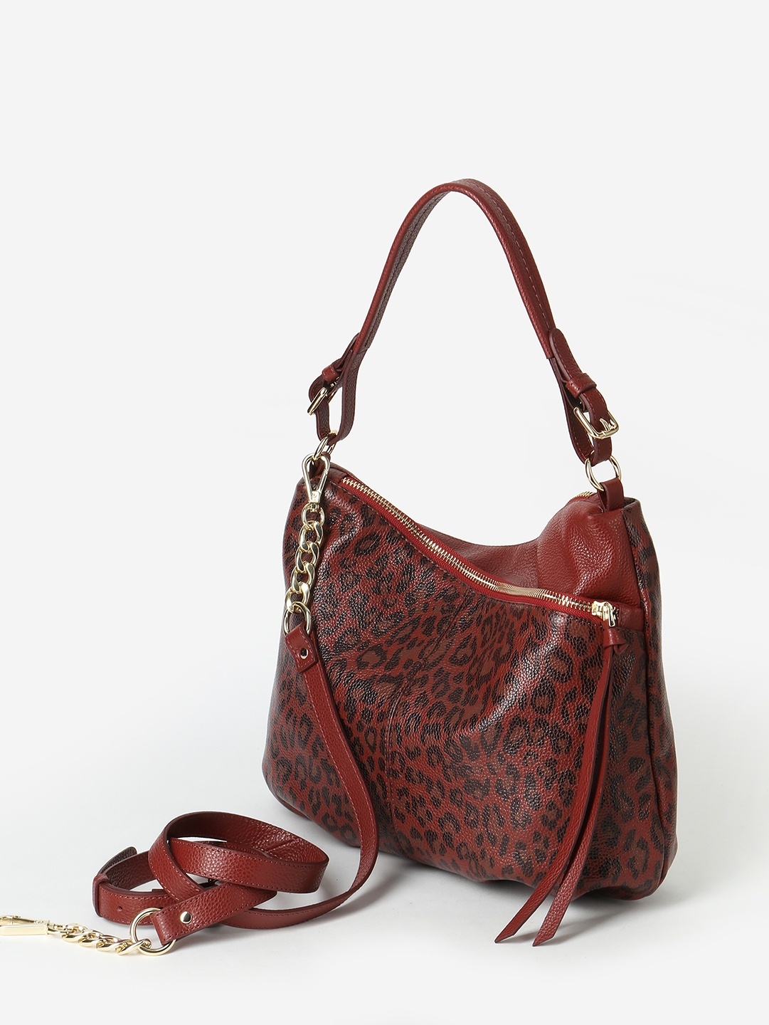 Фото Женская сумка-хобо из мягкой кожи с леопардовым принтом Классические сумки