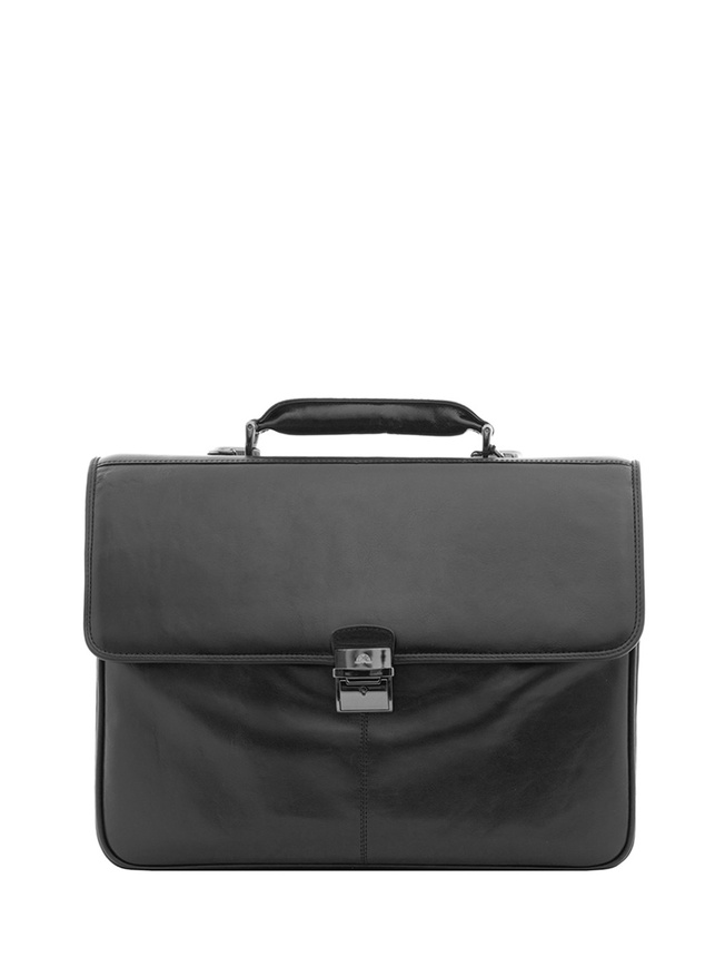 Мужской портфель из премиальной черной кожи 