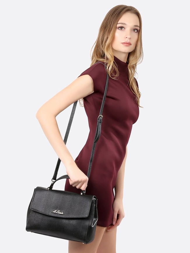 Женская сумка-сэтчел из натуральной кожи с принтом под рептилию