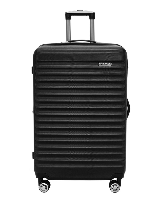 Большой чемодан на колесах из рифленого ABS пластика черного цвета