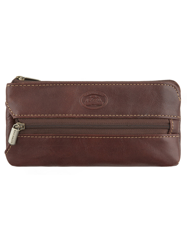 Кожаная ключница с четырьмя карабинами и двумя кольцами на цепочке