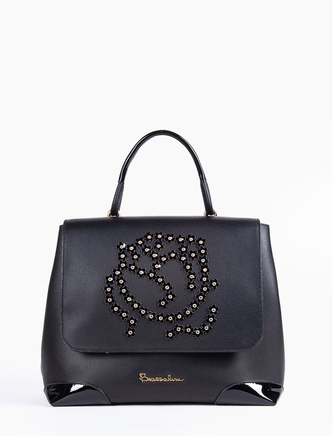 Женская сумка-сэтчел из сафьяновой кожи с декором розы 