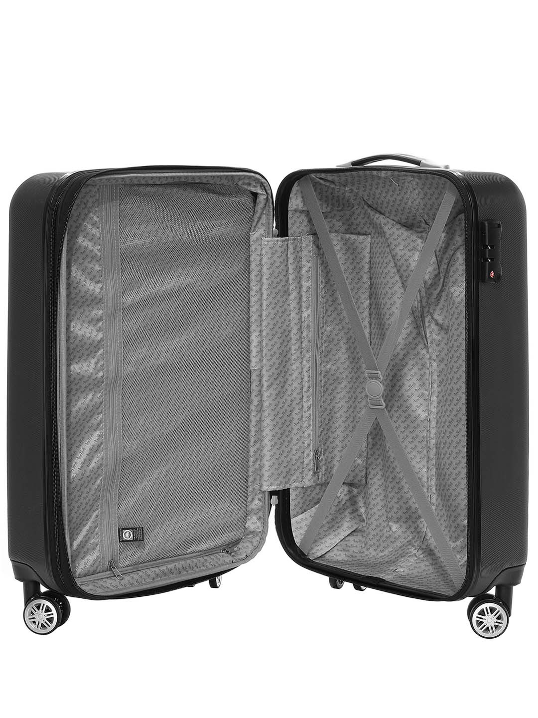 Фото Большой чемодан на колесах из рифленого ABS пластика серого цвета Чемоданы