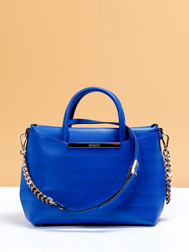 Женская сумка-тоут из гладкой кожи с принтом под крокодила