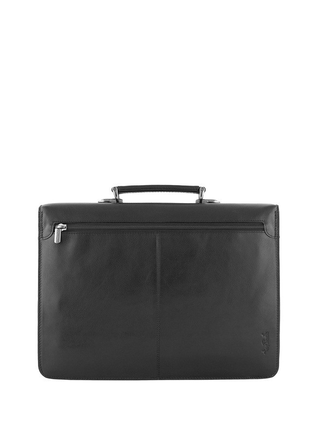 Мужской портфель из плотной черной кожи 