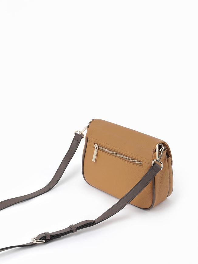 Компактная женская сумочка кросс-боди из натуральной мелкозернистой кожи