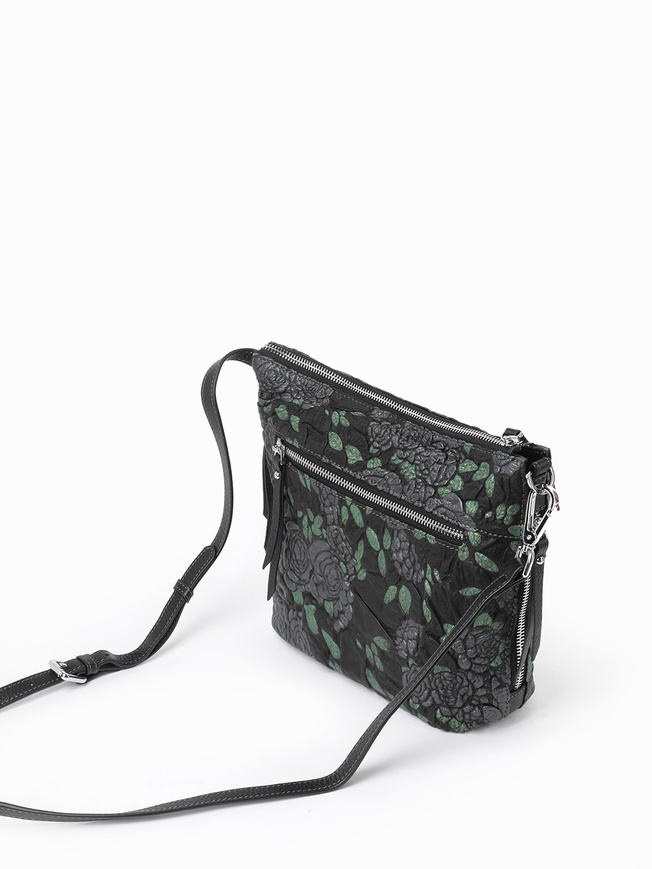 Сумка кросс-боди из мягкой кожи с объемным цветочным тиснением букле
