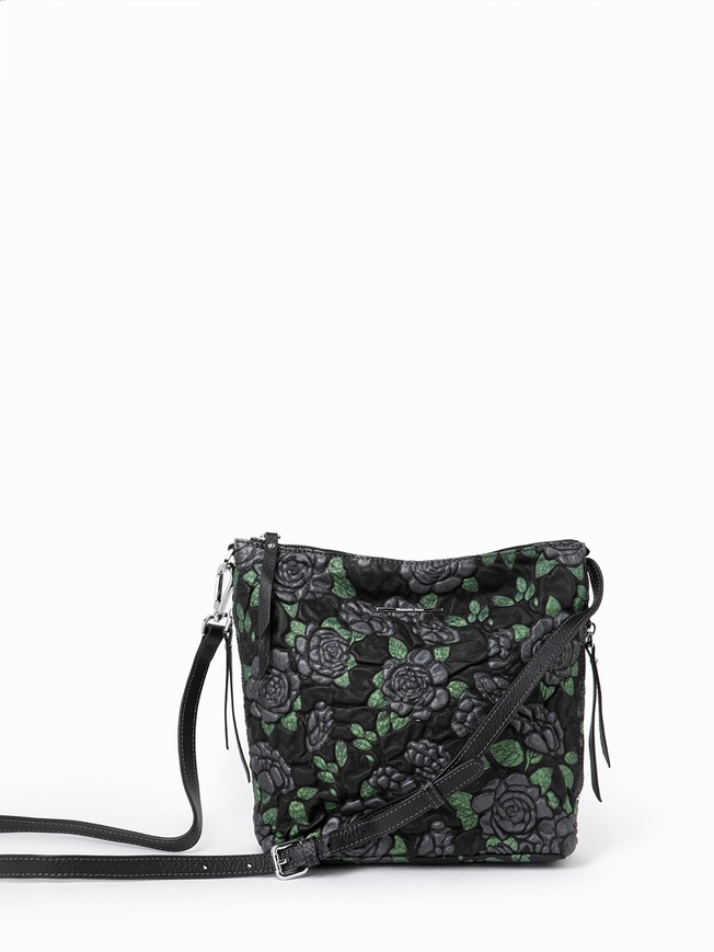 Сумка кросс-боди из мягкой кожи с объемным цветочным тиснением букле