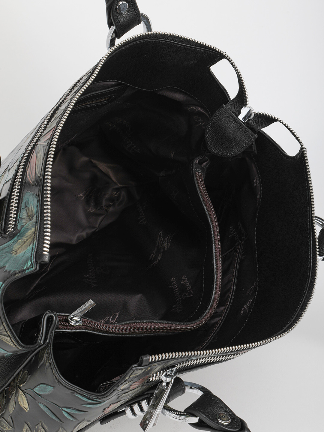 Фото Сумка-тоут из натуральной кожи с цветочным принтом Классические сумки