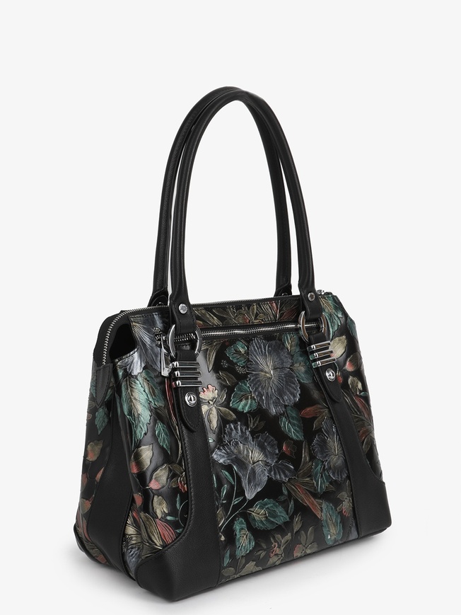 Сумка-тоут из натуральной кожи с цветочным принтом