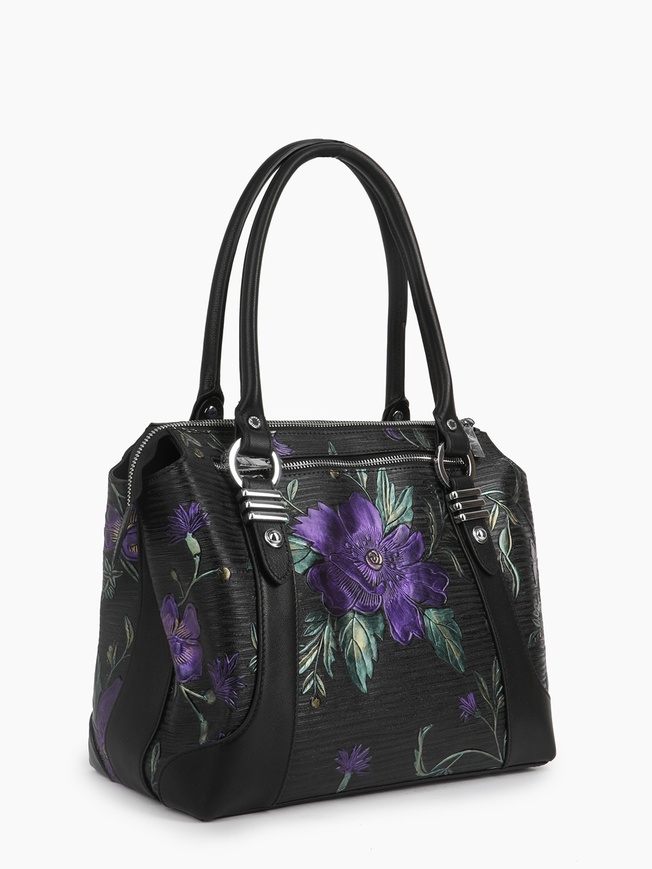 Сумка-тоут из натуральной кожи с цветочным принтом