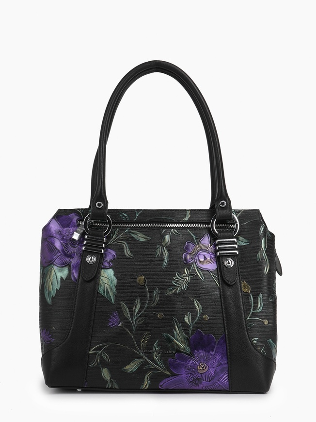 Сумка-тоут из натуральной кожи с цветочным принтом