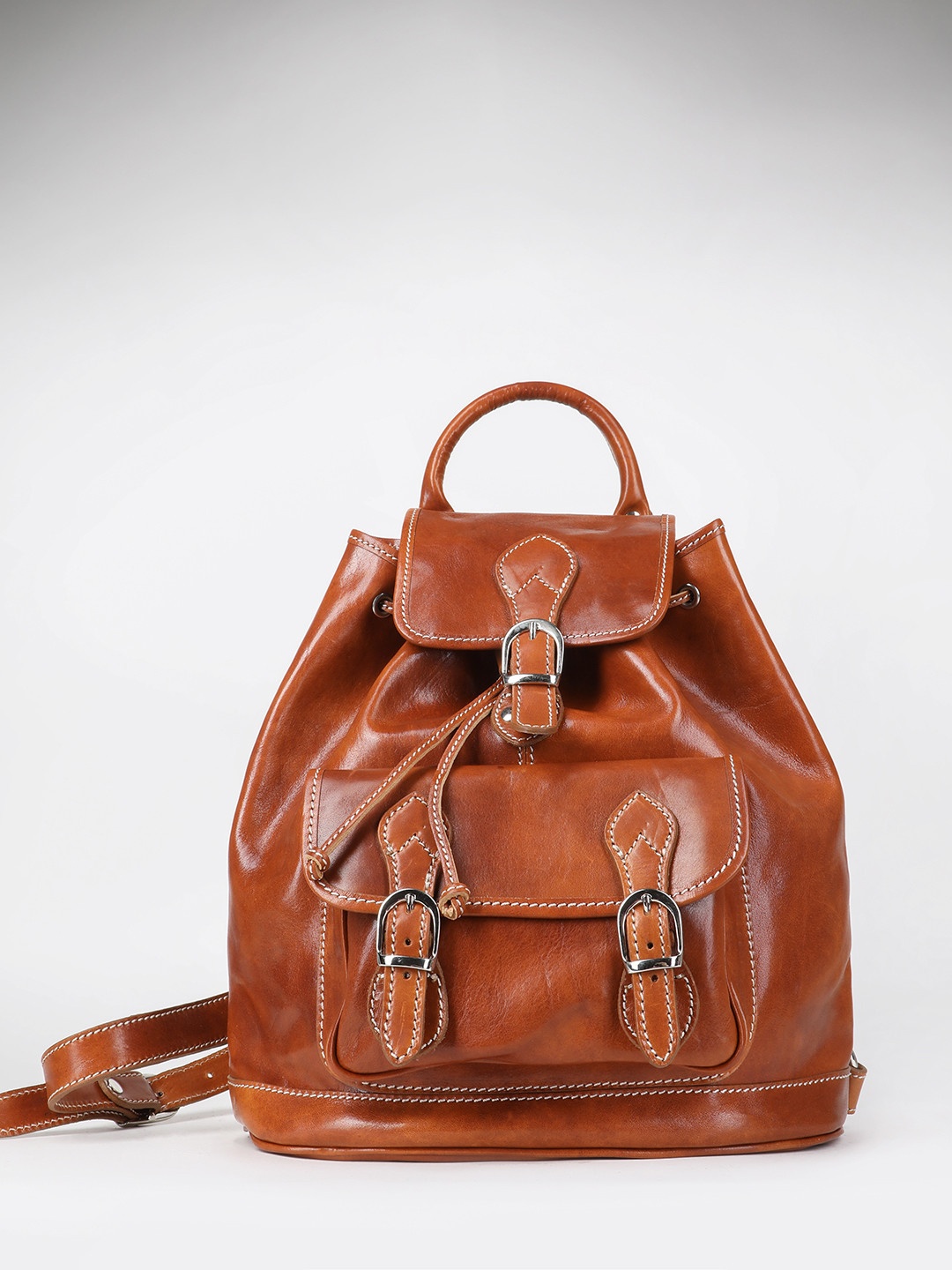 Фото Повседневный винтажный рюкзак из плотной коричневой кожи Рюкзаки