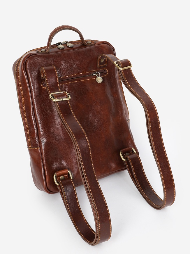 Мужской рюкзак из плотной кожи коричневого цвета