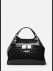 Женская сумка-сэтчел среднего размера из гладкой кожи с фирменным тиснением