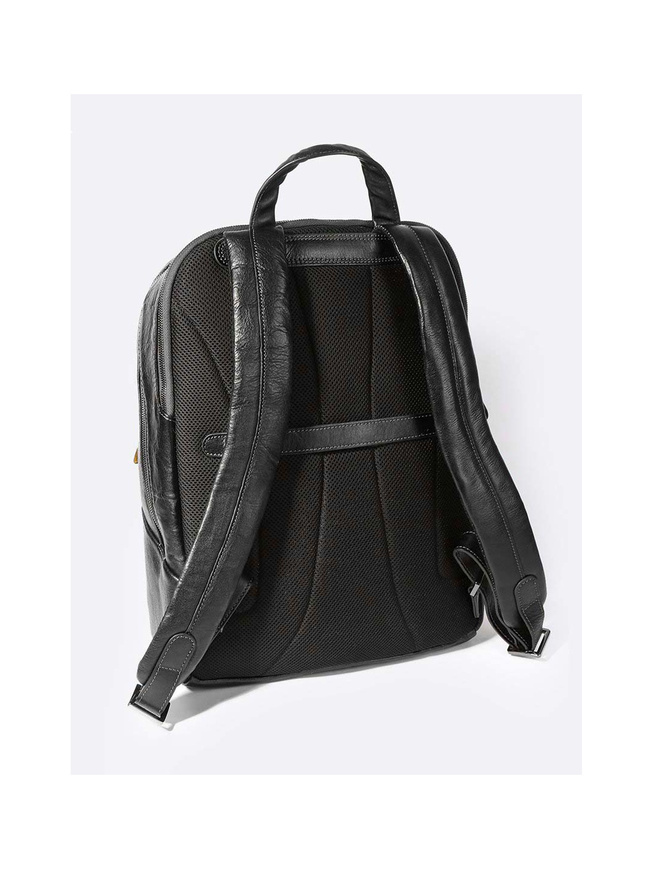 Мужской городской рюкзак из натуральной кожи черного цвета