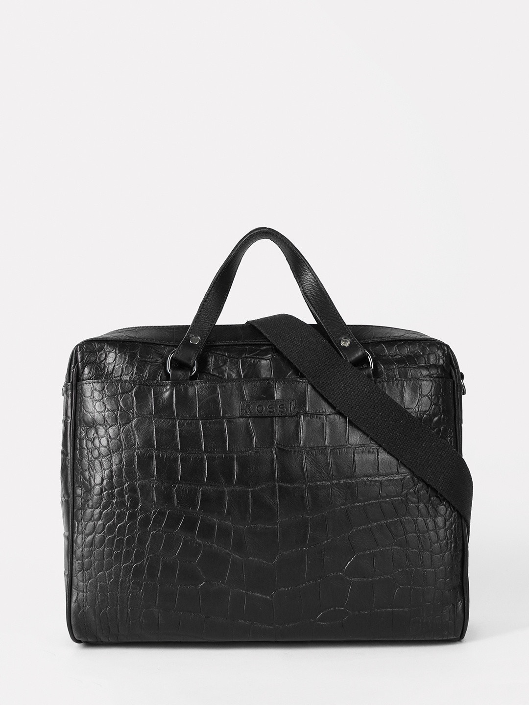 Фото Деловая сумка из натуральной черной кожи под крокодила Деловые сумки (А4)